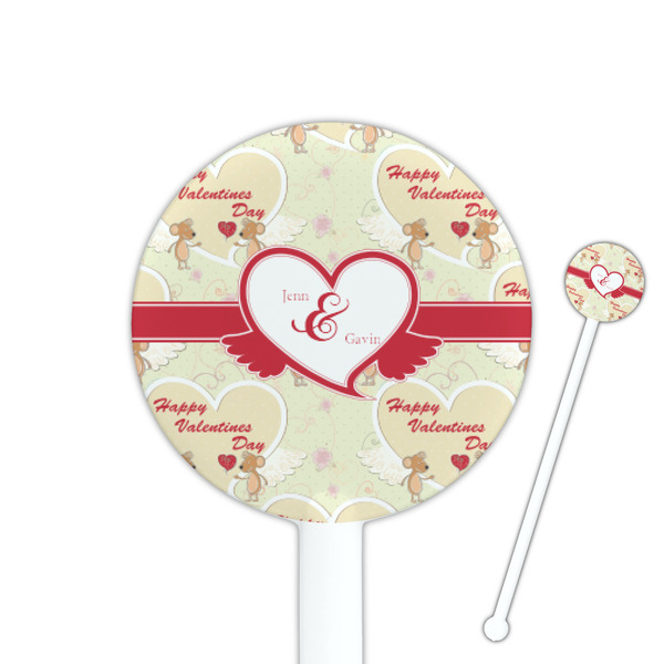 Custom Mouse Love 5.5" Round Plastic Stir Sticks - White - Double Sided (Personalized)