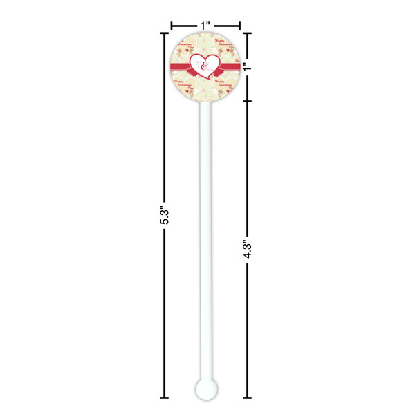 Mouse Love White Plastic 5.5" Stir Stick - Round - Dimensions