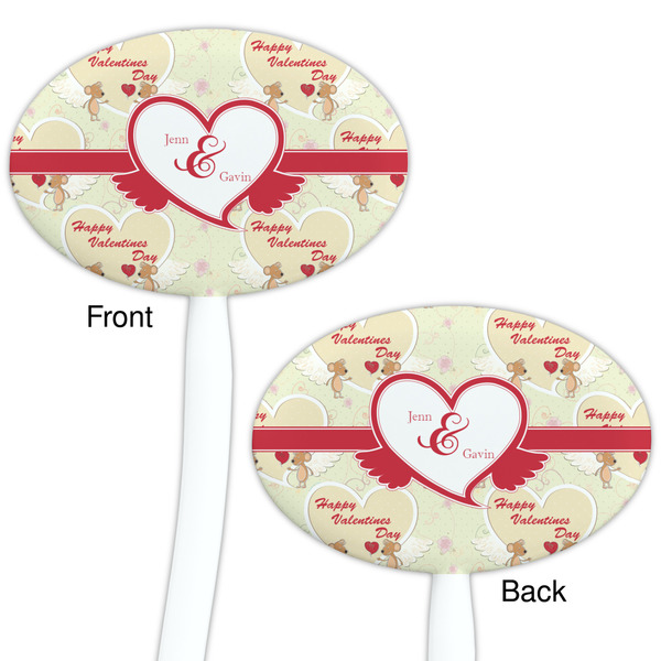 Mouse Love White Plastic 7" Stir Stick - Double Sided - Oval - Front & Back