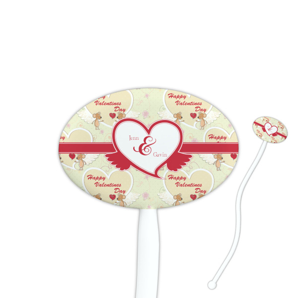 Custom Mouse Love 7" Oval Plastic Stir Sticks - White - Double Sided (Personalized)