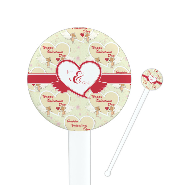 Custom Mouse Love 7" Round Plastic Stir Sticks - White - Single Sided (Personalized)