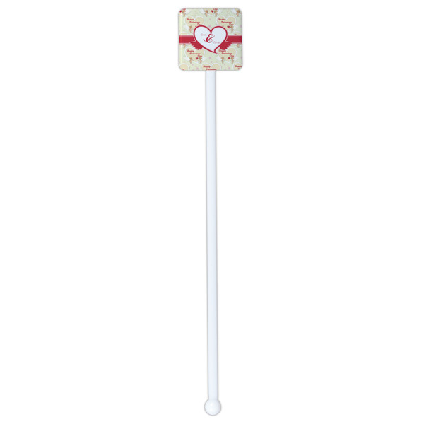 Mouse Love White Plastic Stir Stick - Single Sided - Square - Single Stick