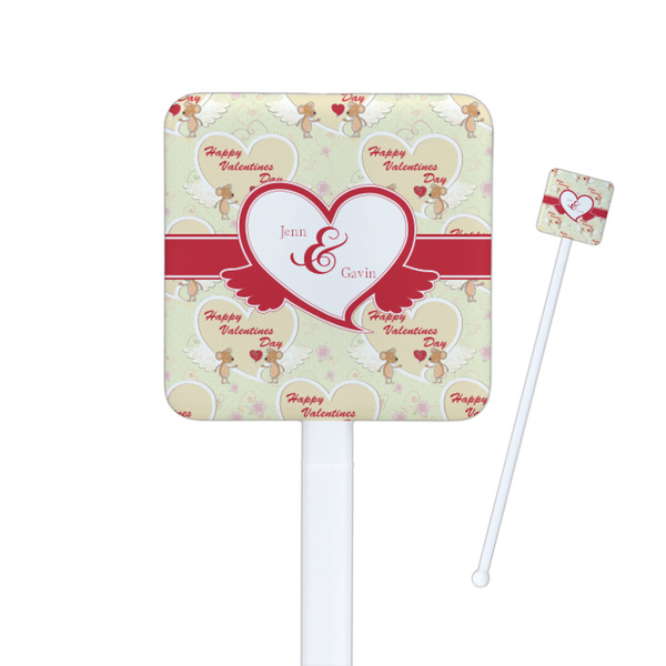 Custom Mouse Love Square Plastic Stir Sticks - Double Sided (Personalized)