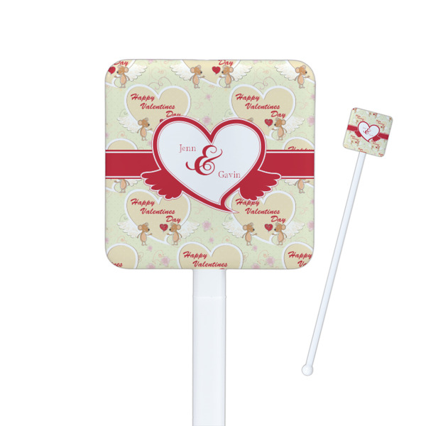 Custom Mouse Love Square Plastic Stir Sticks (Personalized)