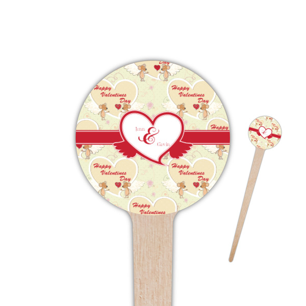 Custom Mouse Love 4" Round Wooden Food Picks - Double Sided (Personalized)