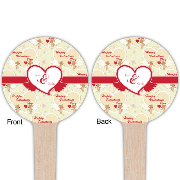 Mouse Love Wooden 4" Food Pick - Round - Double Sided - Front & Back