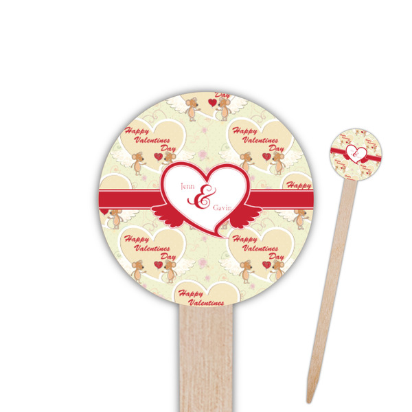 Custom Mouse Love 6" Round Wooden Food Picks - Single Sided (Personalized)