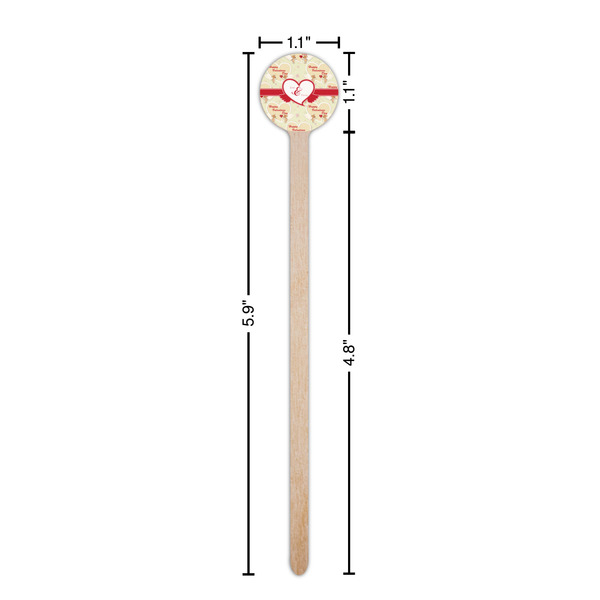 Mouse Love Wooden 6" Stir Stick - Round - Dimensions