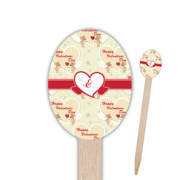 Custom Mouse Love Oval Wooden Food Picks - Single Sided (Personalized)