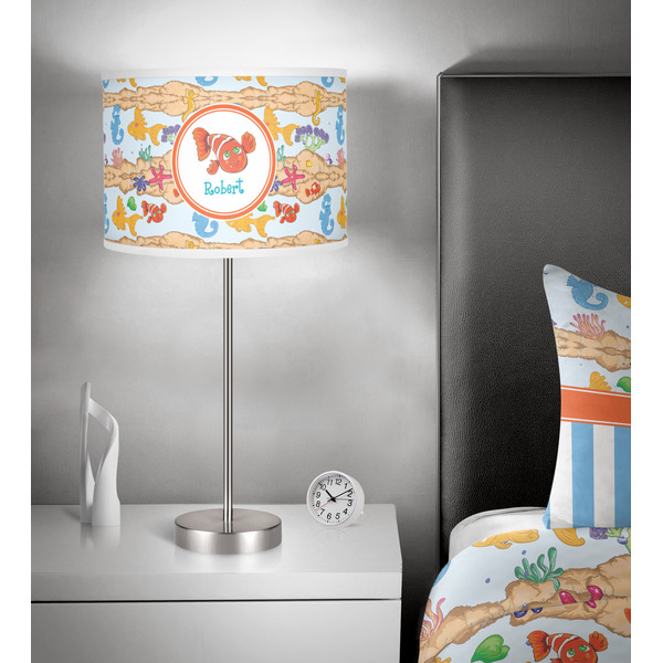 Under the Sea 13 inch drum lamp shade - in room
