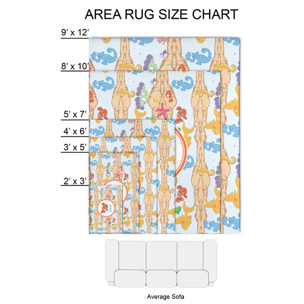 Under the Sea 2'x3' Indoor Area Rugs - Size Chart