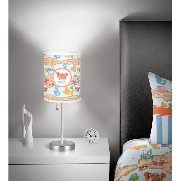 Under the Sea 7 inch drum lamp shade - in room
