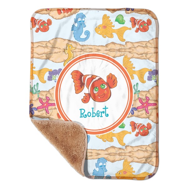 Custom Under the Sea Sherpa Baby Blanket - 30" x 40" w/ Name or Text