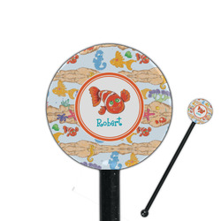 Under the Sea 5.5" Round Plastic Stir Sticks - Black - Single Sided (Personalized)