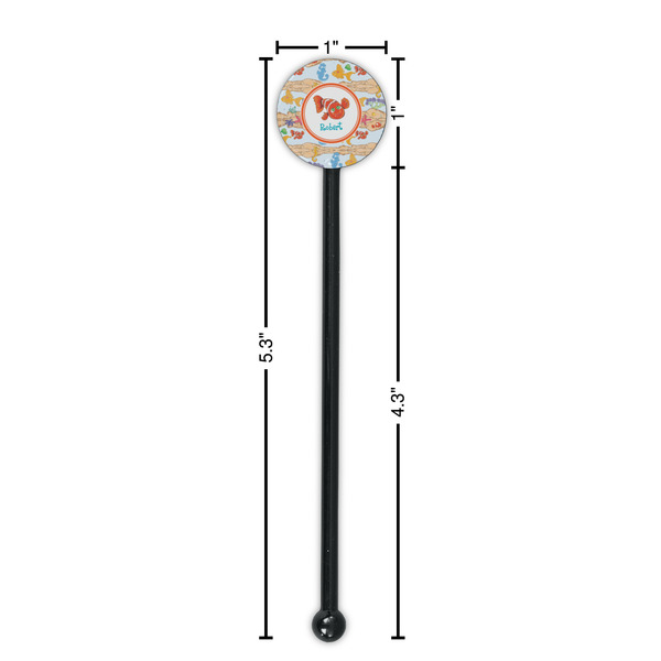 Under the Sea Black Plastic 5.5" Stir Stick - Round - Dimensions