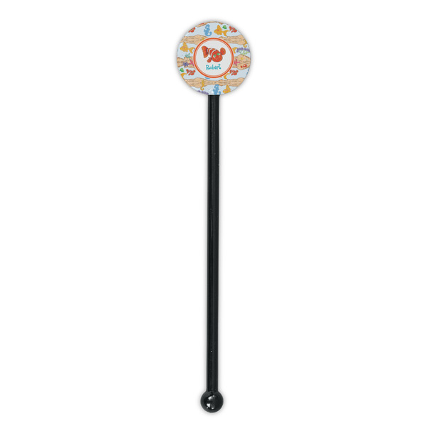 Under the Sea Black Plastic 5.5" Stir Stick - Round - Single Stick