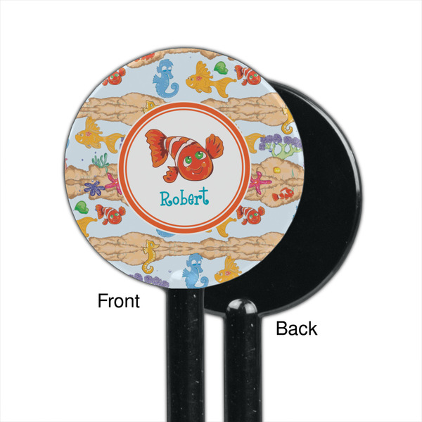 Under the Sea Black Plastic 5.5" Stir Stick - Single Sided - Round - Front & Back