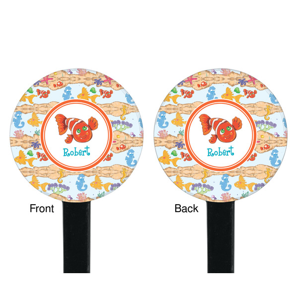 Under the Sea Black Plastic 7" Stir Stick - Double Sided - Round - Front & Back