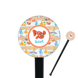 Under the Sea 7" Round Plastic Stir Sticks - Black - Double Sided (Personalized)