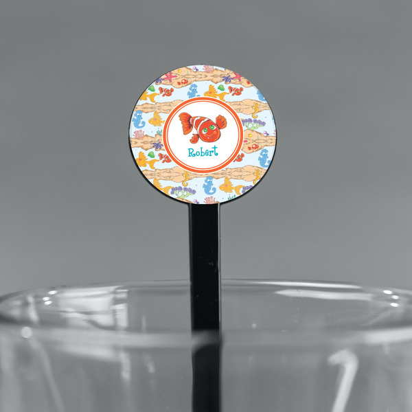 Under the Sea Black Plastic 7" Stir Stick - Round - Main