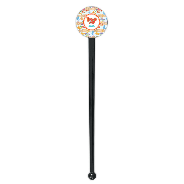 Under the Sea Black Plastic 7" Stir Stick - Round - Single Stick