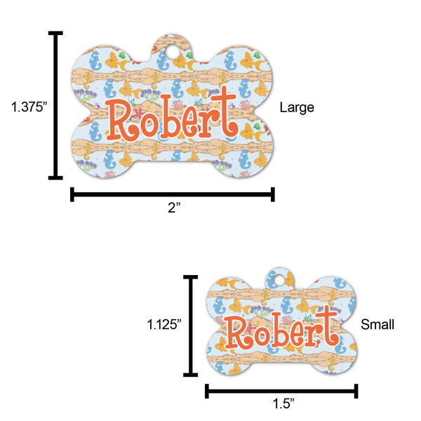 Under the Sea Bone Shaped Dog ID Tag - Large - Scale