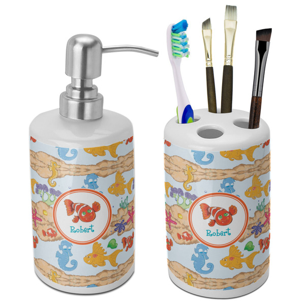 Custom Under the Sea Ceramic Bathroom Accessories Set (Personalized)
