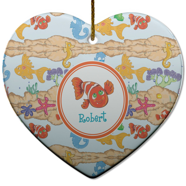 Under the Sea Ceramic Flat Ornament - Heart (Front)