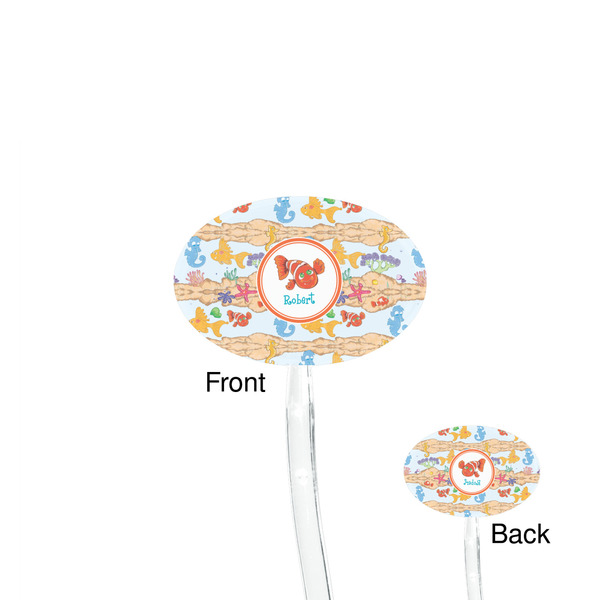 Under the Sea Clear Plastic 7" Stir Stick - Oval - Front & Back