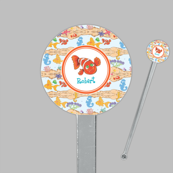 Under the Sea Clear Plastic 7" Stir Stick - Round - Closeup