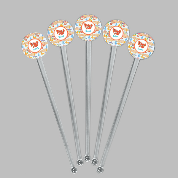 Under the Sea Clear Plastic 7" Stir Stick - Round - Fan View