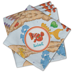 Under the Sea Cloth Cocktail Napkins - Set of 4 w/ Name or Text
