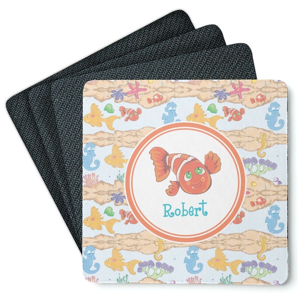 Custom Under the Sea Square Rubber Backed Coasters - Set of 4 (Personalized)