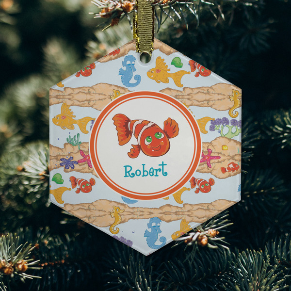 Under the Sea Frosted Glass Ornament - Hexagon (Lifestyle)