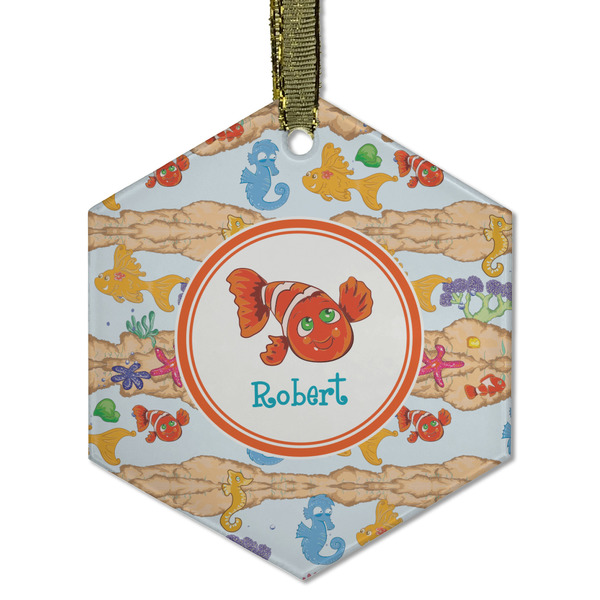 Under the Sea Frosted Glass Ornament - Hexagon