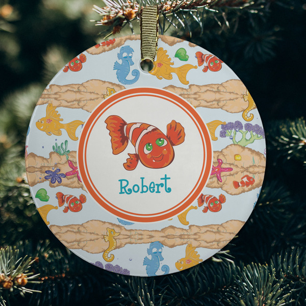 Under the Sea Frosted Glass Ornament - Round (Lifestyle)
