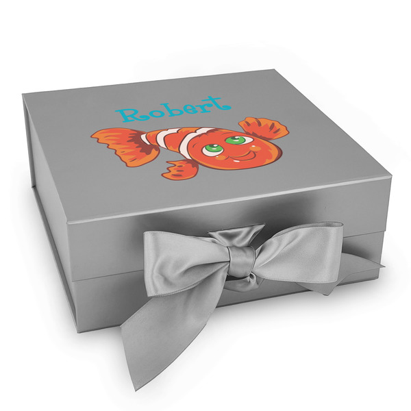 Custom Under the Sea Gift Box with Magnetic Lid - Silver (Personalized)