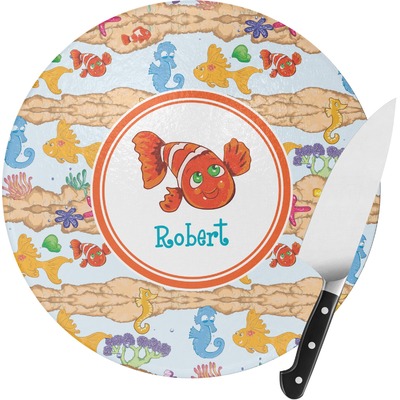 Under the Sea Round Glass Cutting Board (Personalized)