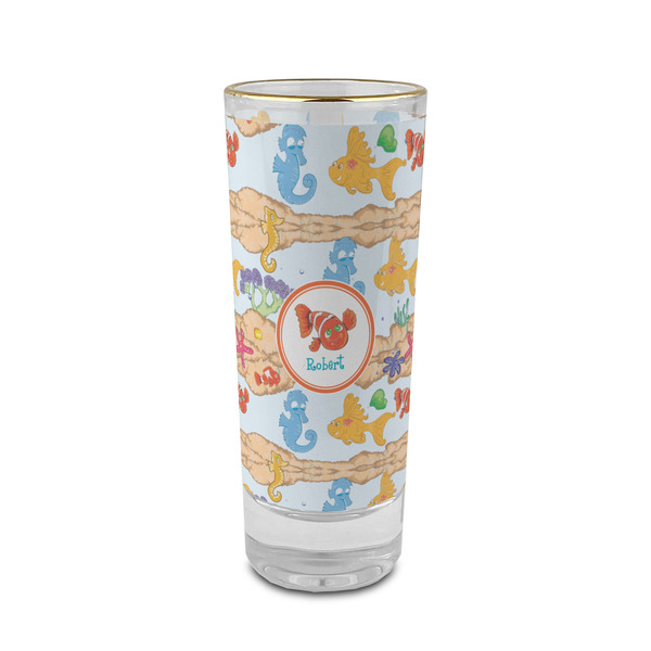 Custom Under the Sea 2 oz Shot Glass -  Glass with Gold Rim - Single (Personalized)