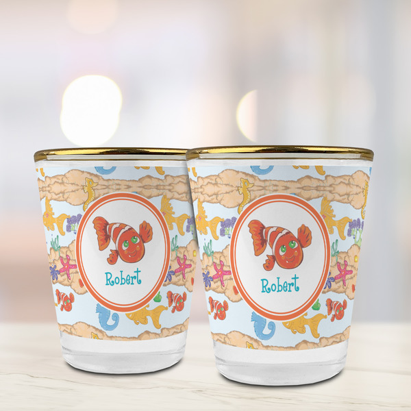 Under the Sea Glass Shot Glass - with gold rim - LIFESTYLE