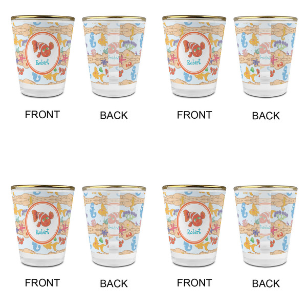 Under the Sea Glass Shot Glass - with gold rim - Set of 4 - APPROVAL