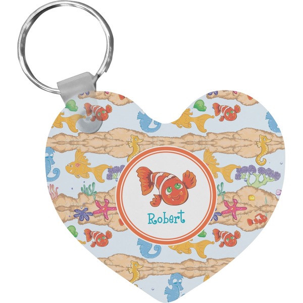 Custom Under the Sea Heart Plastic Keychain w/ Name or Text