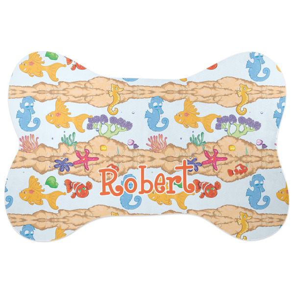 Custom Under the Sea Bone Shaped Dog Food Mat (Large) (Personalized)