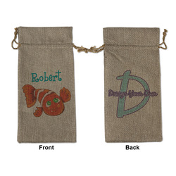 Under the Sea Large Burlap Gift Bag - Front & Back (Personalized)