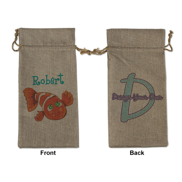 Custom Under the Sea Large Burlap Gift Bag - Front & Back (Personalized)