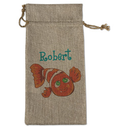 Under the Sea Large Burlap Gift Bag - Front (Personalized)