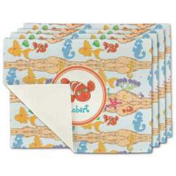 Under the Sea Single-Sided Linen Placemat - Set of 4 w/ Name or Text