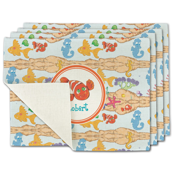 Custom Under the Sea Single-Sided Linen Placemat - Set of 4 w/ Name or Text
