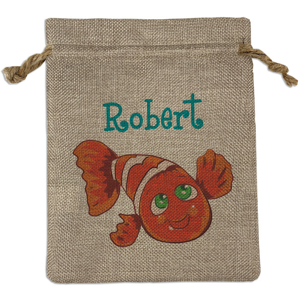 Custom Under the Sea Medium Burlap Gift Bag - Front (Personalized)