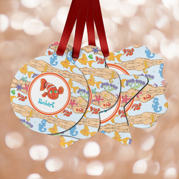Custom Under the Sea Metal Ornaments - Double Sided w/ Name or Text